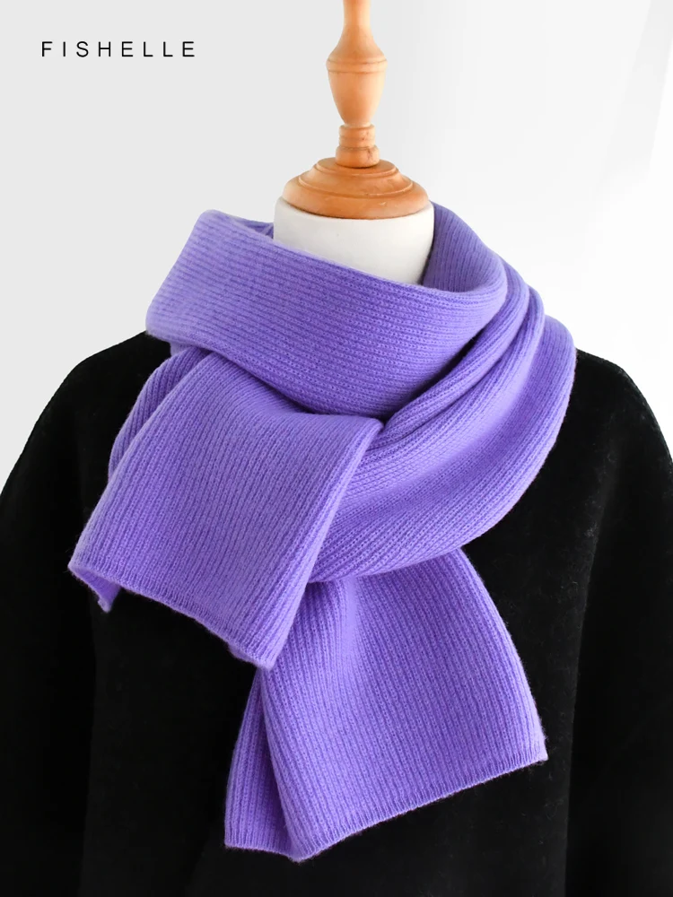 Purple series cashmere scarf winter female wool scarves knitted women\'s wraps soft warm shawl thick lady luxury gifts short