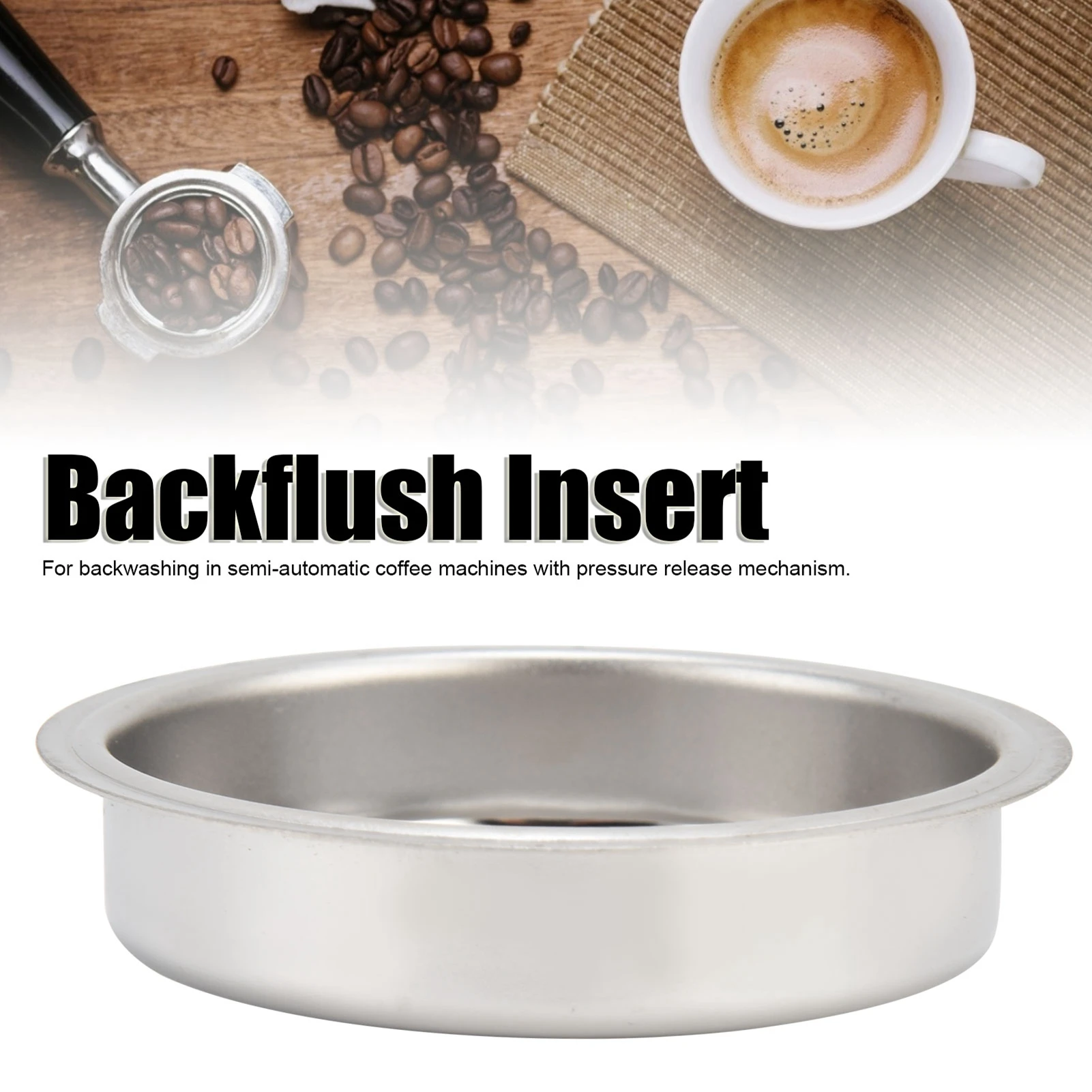 51mm Coffee Machine Stainless Steel Backflush Insert Metal Blind Filter for Delongh EC680 EC685 Backflush Disk Backflush Filter