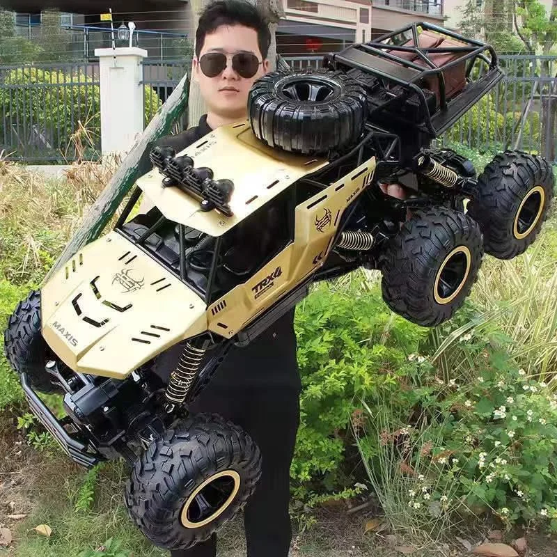 50cm 50km/H Metal Shell Rc Off-Road Truck 4×4 All Terrain Monster Remote Control Car With Led Headlights Kids Adults Boy Gift