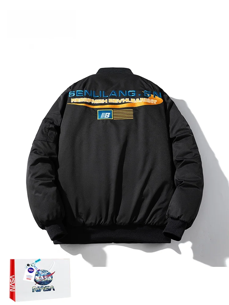 

Thiened Cotton Padded Baseball Jaet Loose Fit American Sle Casual Outerwear for Students Youth Faion Warmth