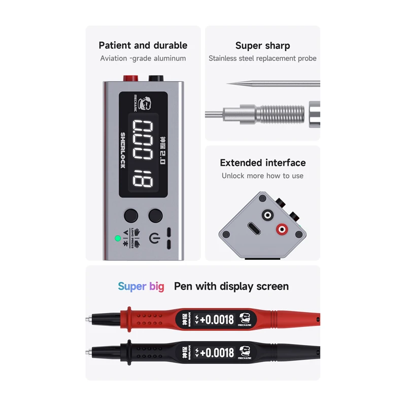 MECHANIC SHERLOCK V2.0 Multimeter Visual Pen Voltage Internal Screen Display For Phone Voltage Test Table Inspection Repair Tool