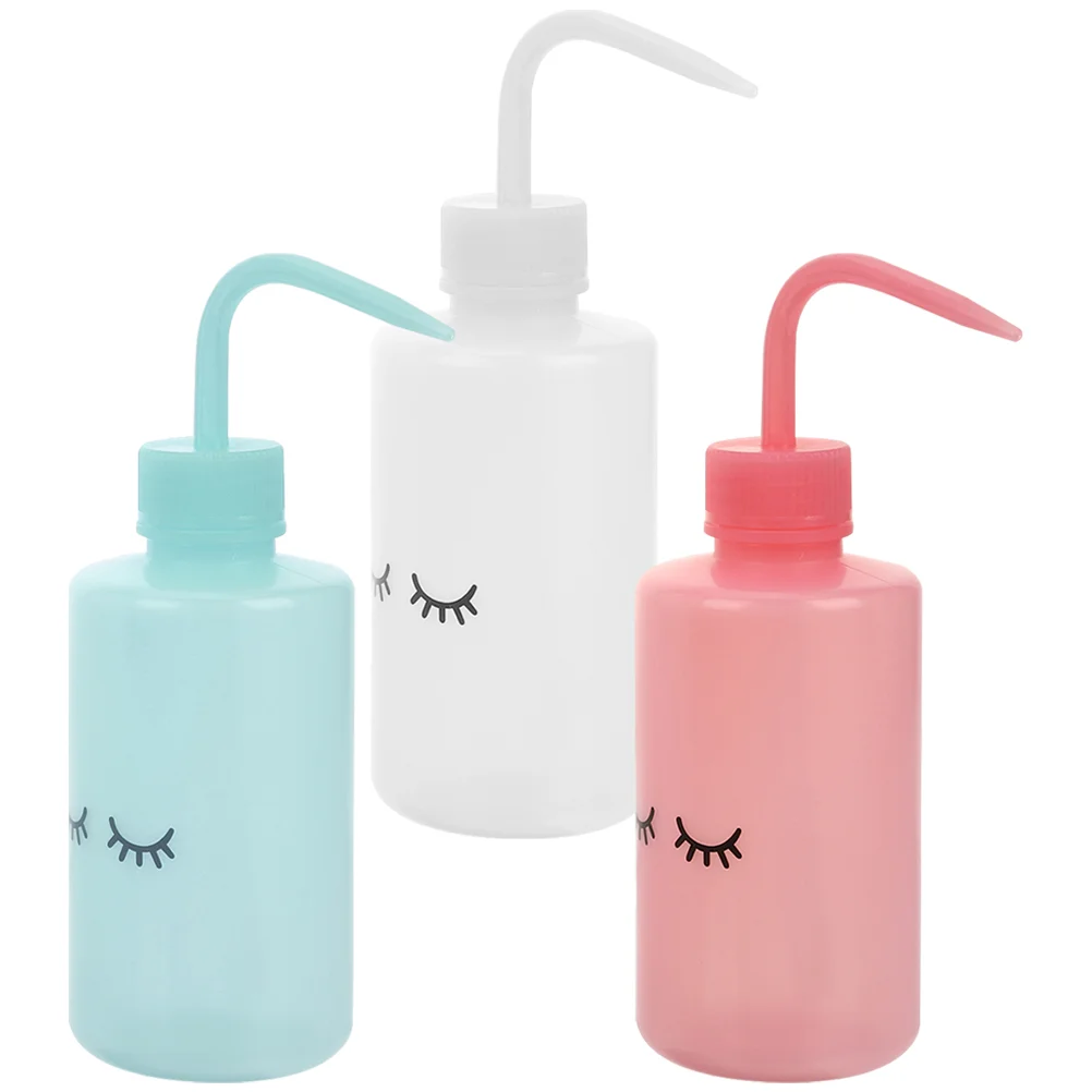 3 Pcs Water Bottle Curved Mouth Kettle Squeeze Washing Eyelash for Extensions Watering Can Bottles Liquids