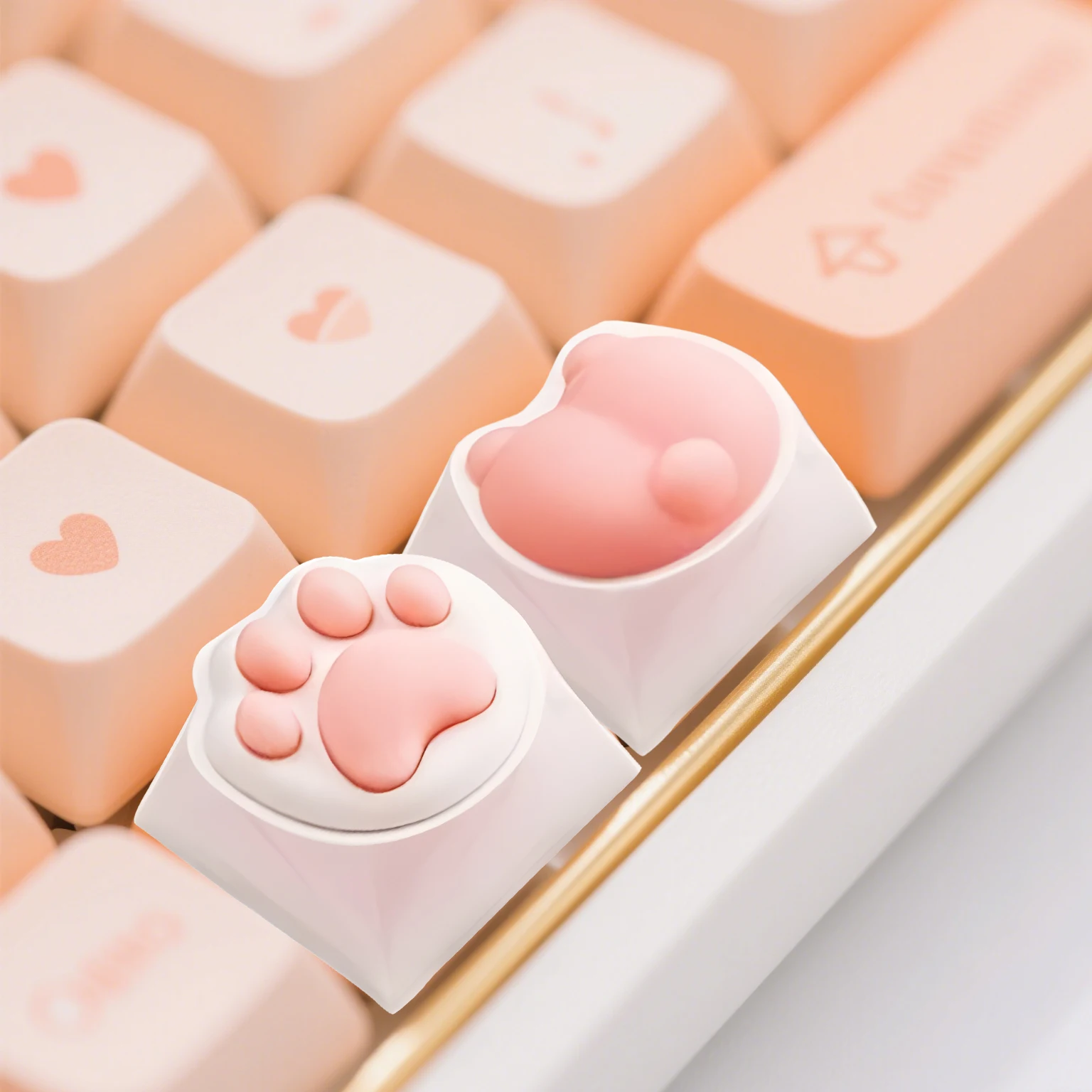 1/2/4Pcs Pink 3D Cartoon Cute Cat Paw Keycaps For Mechanical Gaming Keyboard DIY Decoration Key Cap Keyboards Accessories