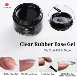 MSAHRE Clear Rubber Base Nails Base Coat Gel Construction Pen Kit For Manicure Strengthener  Semi-permanent Varnish 50g