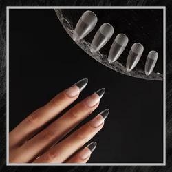 120pcs Matte Transparent Fake Nail Full Cover Almond Shape Acrylic False Nails Detachable Reusable Press on Nails DIY Nail Art