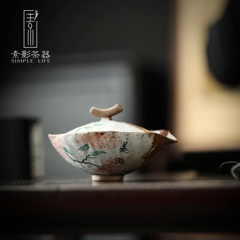 

ZML coarse pottery hand grab teapot creative firewood burning kung fu tea tea bowl retro
