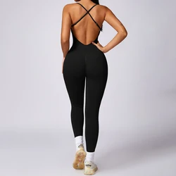 Fitness Exercise One-piece Suit Yoga One-piece with Chest Pad Cross Backless Fitness Clothes Pilates Workout Clothes Women's