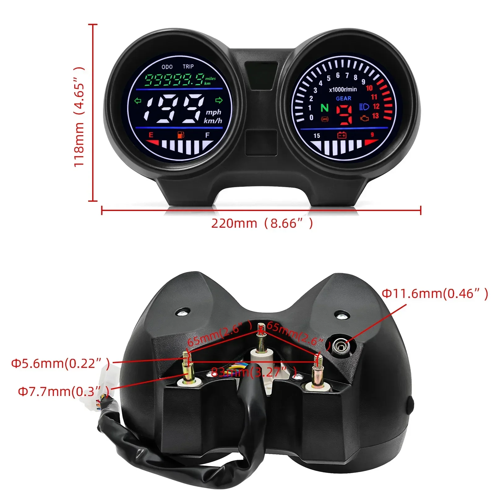 New Motorcycle Speedometer Instruments Digital Led Panel RPM Speed Gauge for Brazil titan 150 for honda cg150 fan150 2010 2012