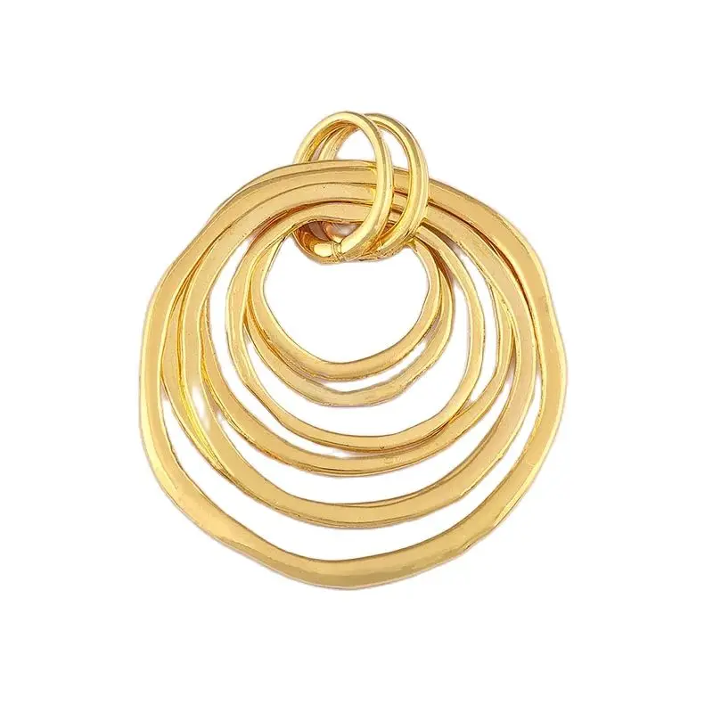 2pcs Golden Tone Bohemia Large Multi-Circles Moveable Charms Pendants for DIY Necklace Jewelry Making Accessories Gifts