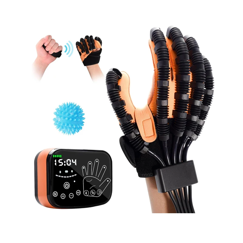 Portable XL USB Chargeable Rehabilitation Robot Glove Manual Stroke Recovery Equipment with Massager for Stroke Patients