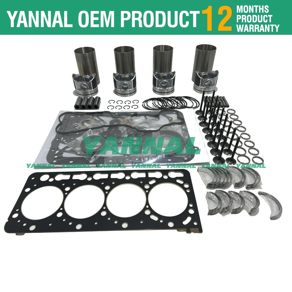 V3300 V3300T 12V Engine Overhaul Rebuild Kit with Valves For Kubota Engine parts gasket Ring Piston Bearing