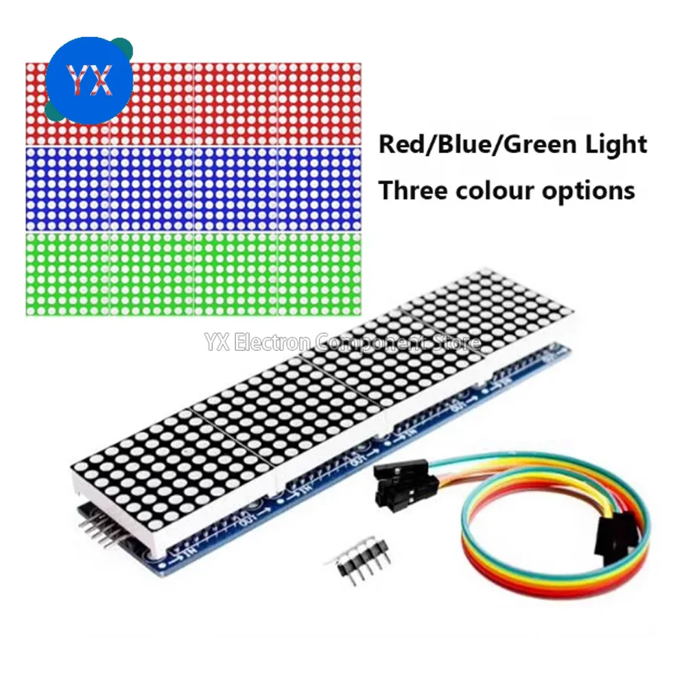 2pcs MAX7219 Dot Matrix Module Control Microcontroller Module 4 in 1 Send 5P wire (H6A4) for clock display, animation effect