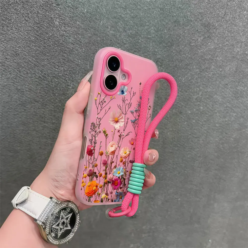 Lanyard Colorful Floral Phone Case For Samsung Galaxy S26 S25 S21 S24 S23 Ultra Plus A56 A37 A36 A54 Wrist Strap Lanyard Cover view 5