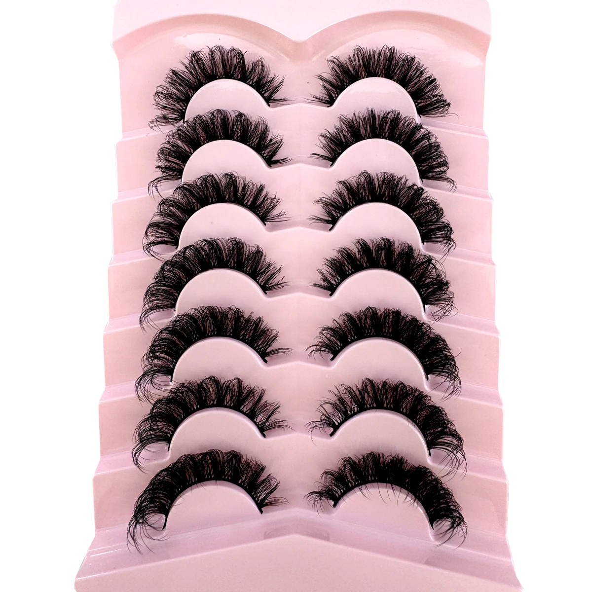 7 Paar russische Streifenwimpern DD Curl Lashes Pack Flauschige falsche Wimpern Russische Wimpern Pack Flauschige falsche Wimpern Russische Verlängerungen