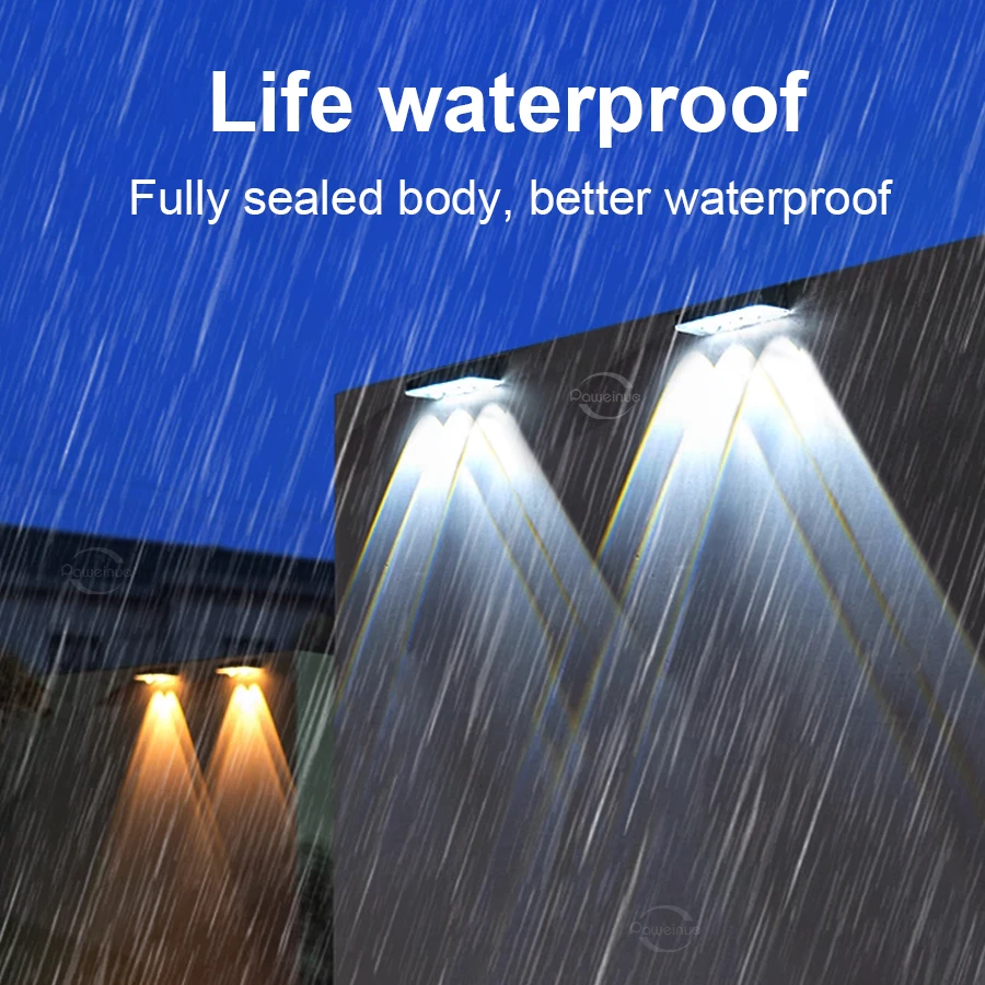 2 PCS 태양 벽 벽 라이트 RGB LED 태양열 조명 방수 실외 경로 데크 램프 내장 배터리 태양열 램프 파티오