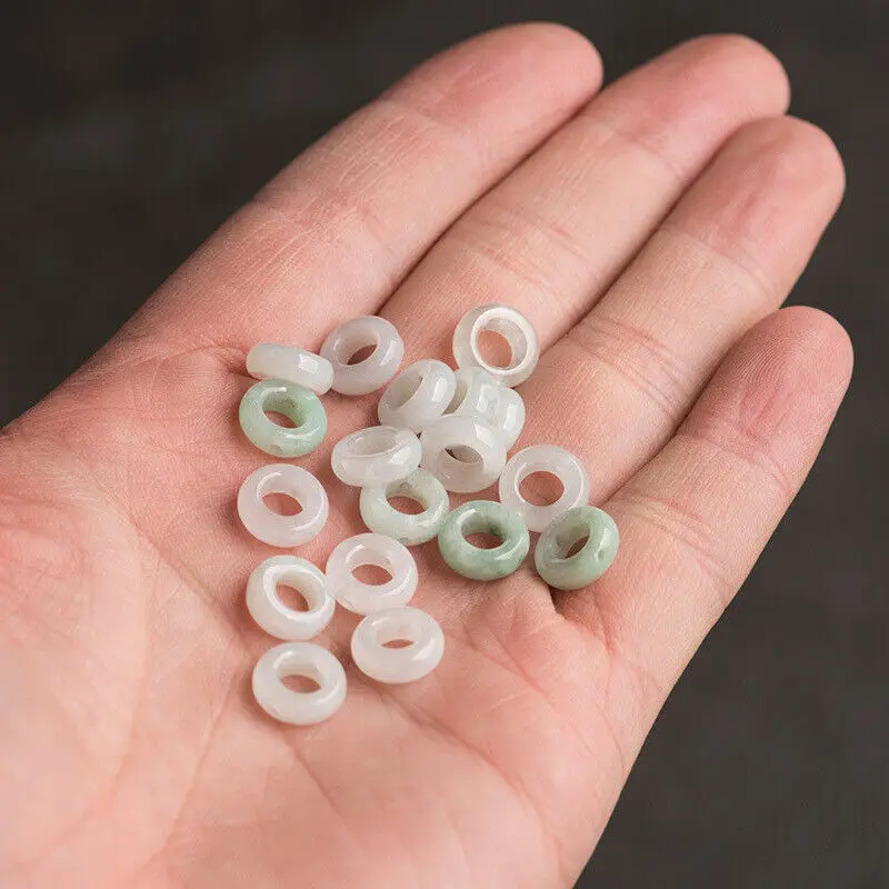 10/20/50Pcs 9mm Natural Side Hole Jade Ring Spacer Bead Emerald Jade DIY Beads