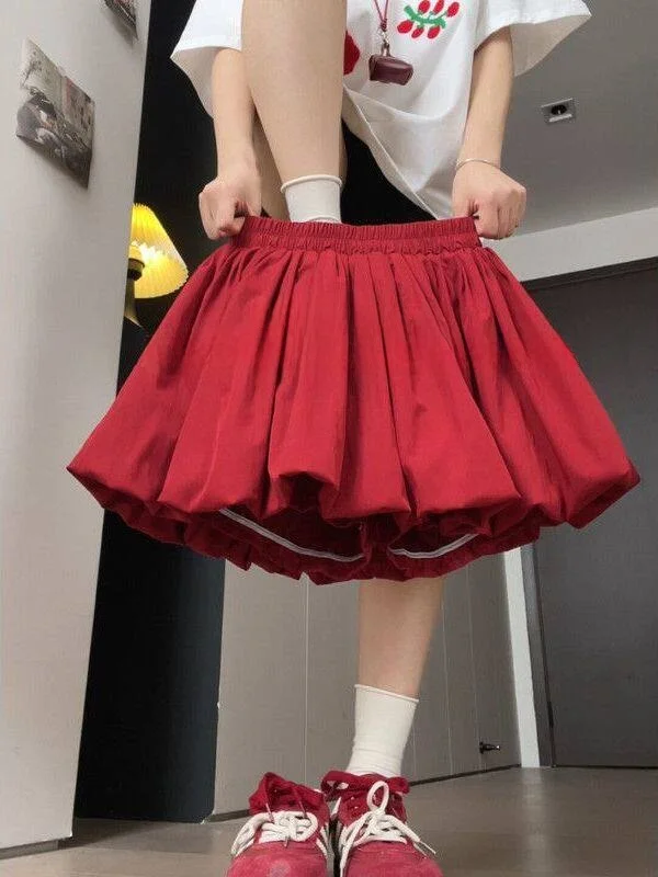 

plus Size Anti-Light Bloom Half Skirt Women's Summer Small Size Slim A-Line Fluffy Short Skirt Casual High Waist Loose Fit