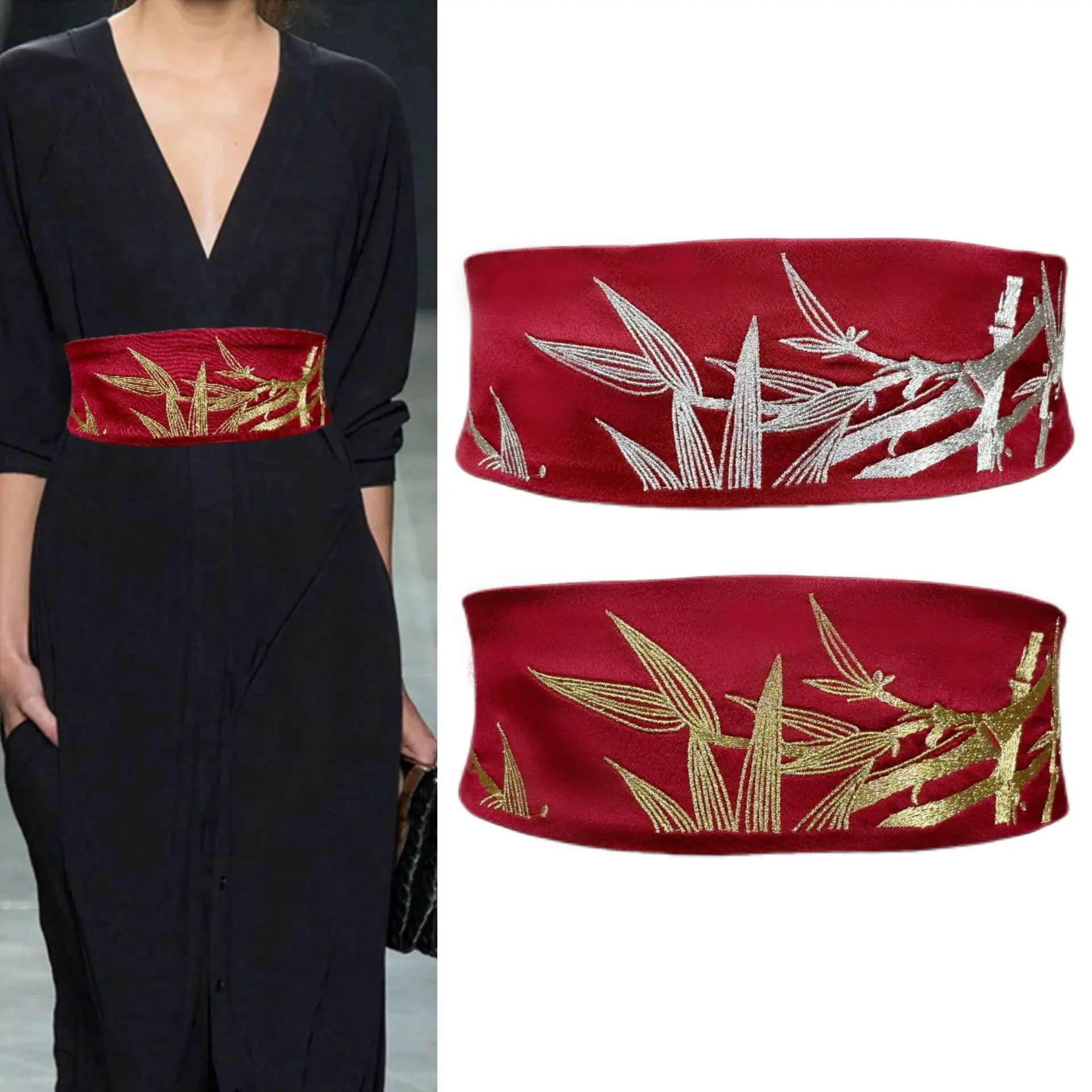 

Японский ретро вышитый широкий пояс, пояса, кимоно, платье, декор, пояс, регулируемый женский пояс юката, пояс с галстуком