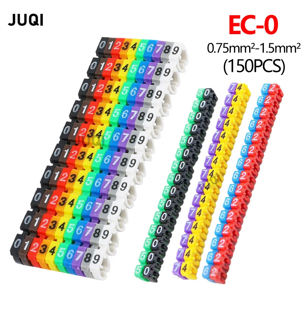 150PCS M-0 0-9 0.75mm2-1.5mm2 Colored Arabic Numerals M Type CAT 5 Clip Cable Wire Marker 0 to 9 Label Tube Cable Marker