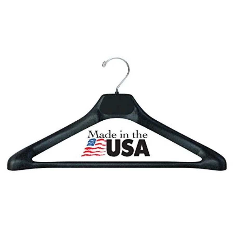 

21 сверхшироких пластиковых вешалок для хранения одежды - прочные, противоскользящие, с хромированным крючком - набор из 12 штук - износостойкий прозрачный пластик