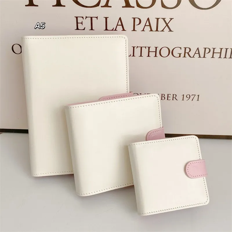 MINKYS Ins Heißer Weiß Rosa Kawaii A5 A7 A8 Kpop Photocard Binder Foto Karten Sammeln Buch Album PU Leder Notebook schreibwaren – Detail 2