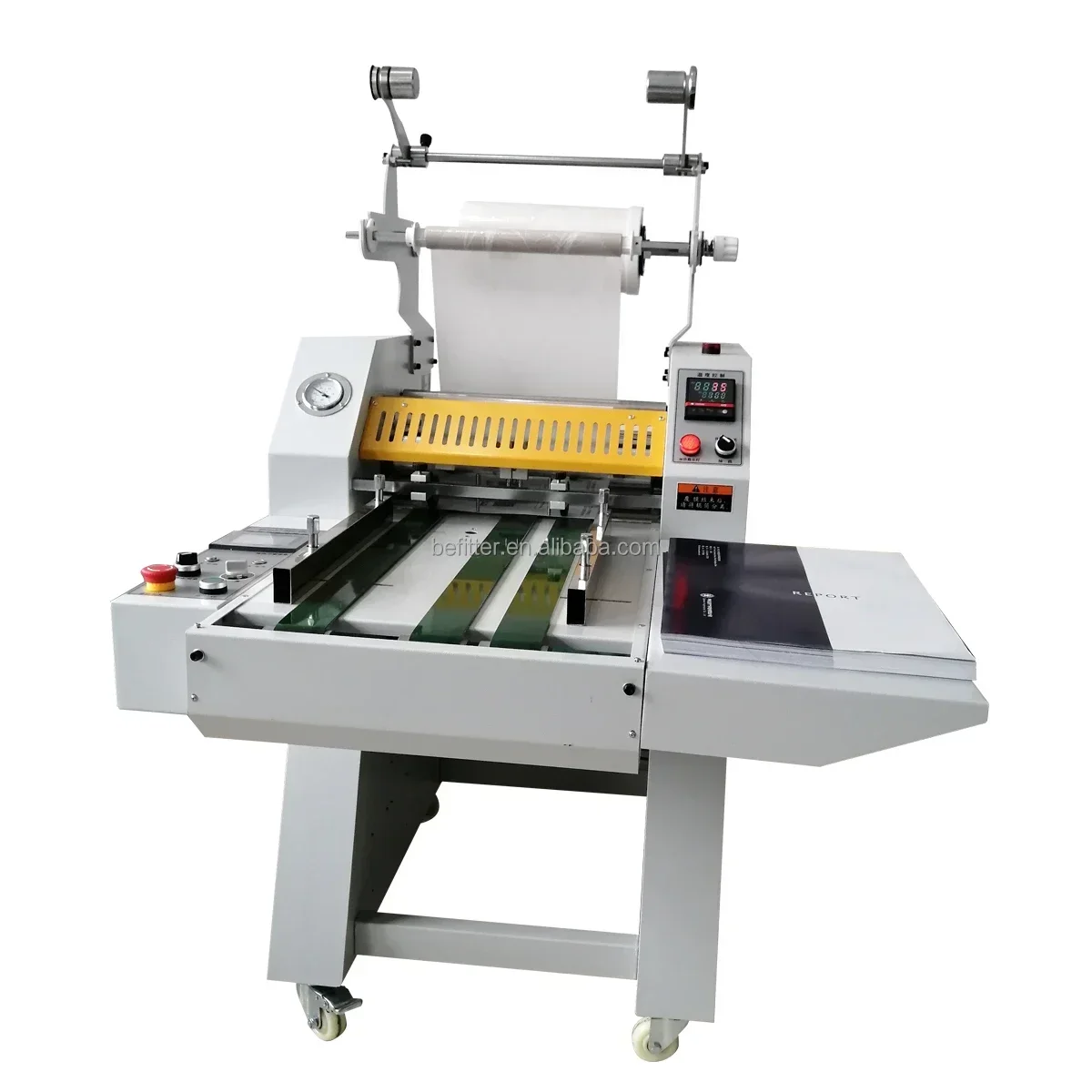 SL-500A semi auto  paper feeding automatic separating  hot roll thermal laminator laminating machine with overlapping function