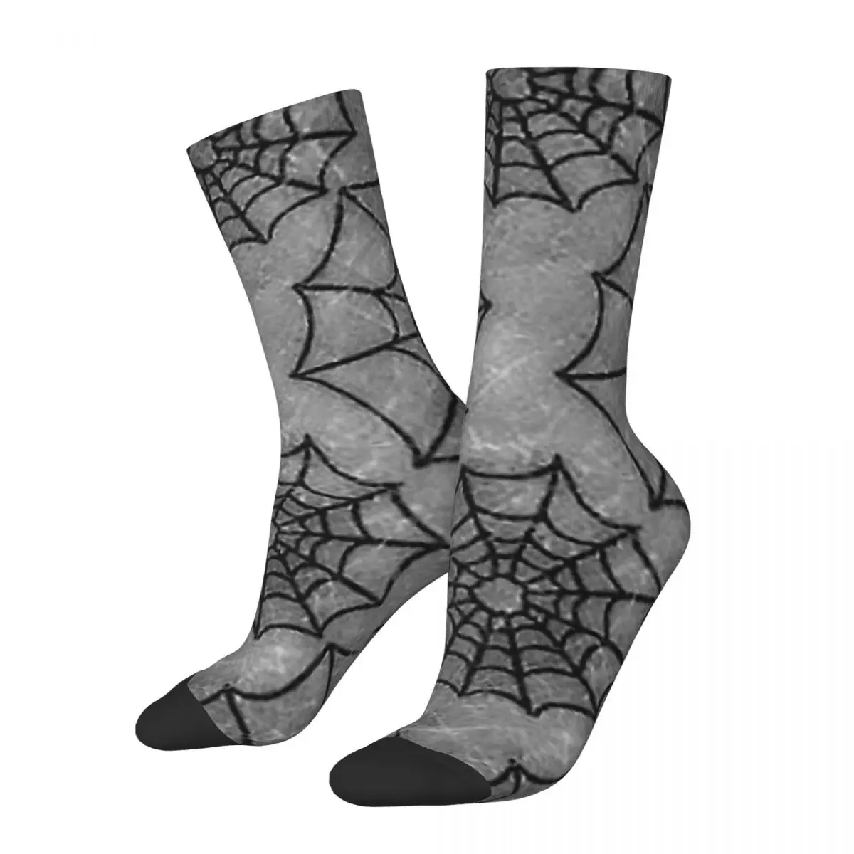 Retro Black Men's Socks Spider Web Unisex Novelty Pattern Printed Funny Crew Sock Gift