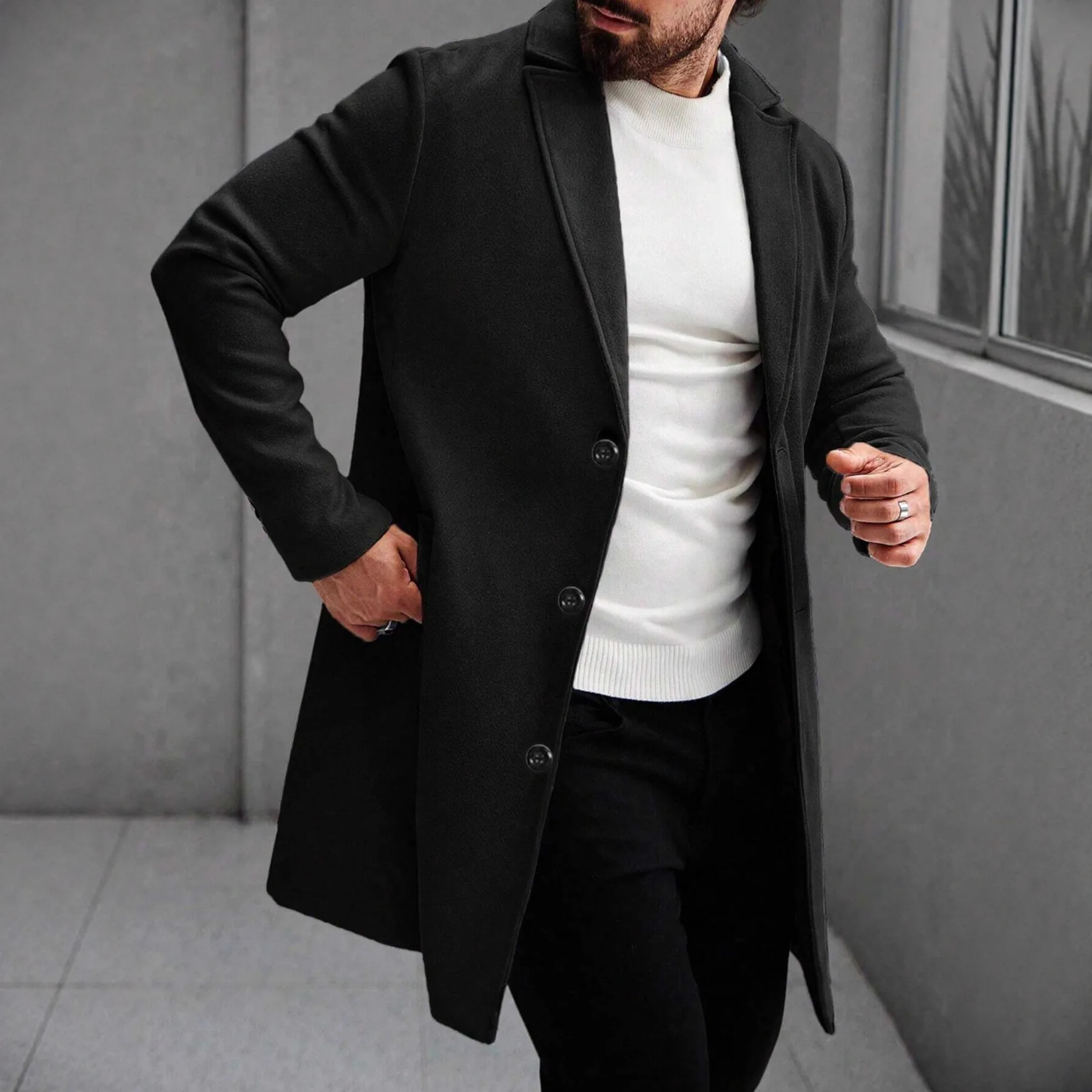 Trendy New Trench Coat Lapel Casual Daily Business Medium And Long Trench Coat