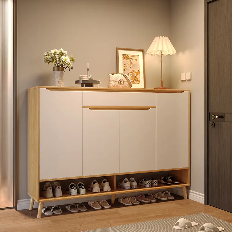 

Solid wood shoe cabinet home door new home storage cabinet indoor storage cabinet integrated against the wall shoe rack