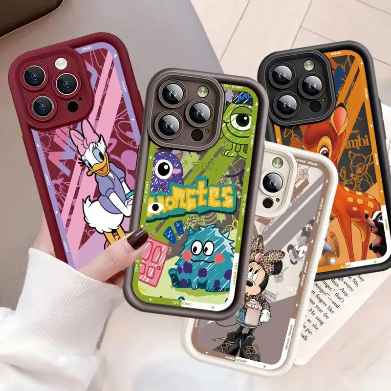 Coque de téléphone avec bords 3D pour iPhone, Stitch Toy Story, Bambi Minnie Mouse, 15 Pro Max, 14, 13 Plus, 12, 11 Mini, Poly X, XS, échelle Candy Funda