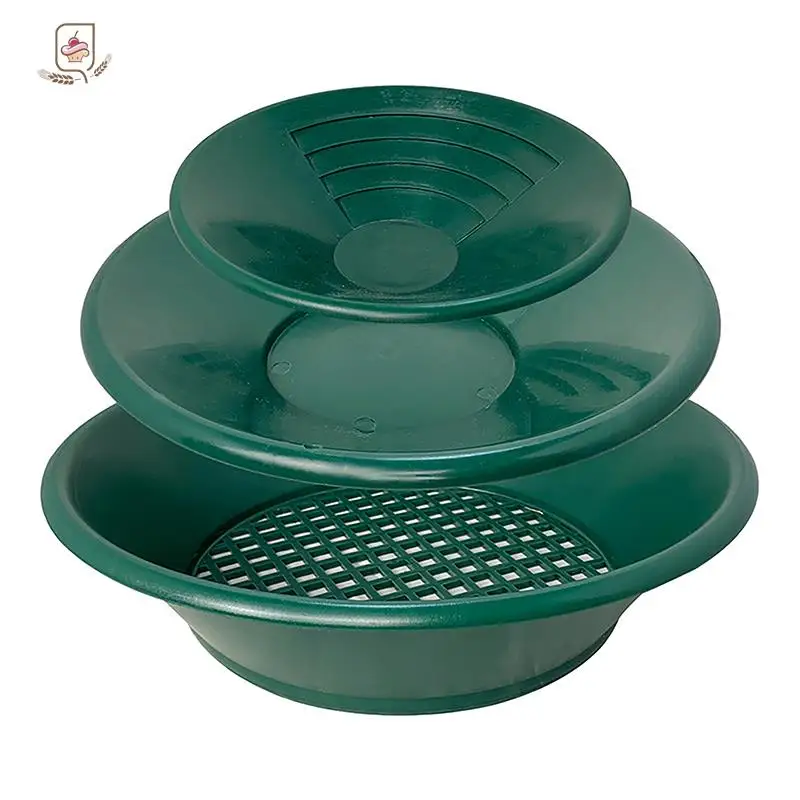 10/14/15 inch Washing Gold Panning Machine Screen Mining Screen Metal Detection Tools Sieve Gold Pan Green Plastic Bowl