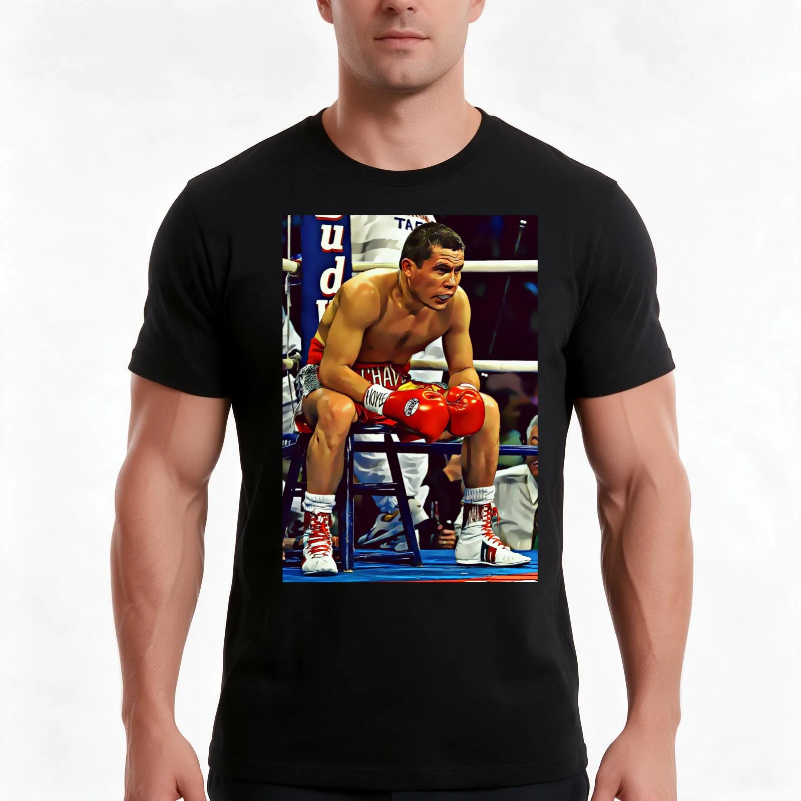 Julio Cesar Chavez T-Shirt, Summer Casual Cotton Tee, Oversized Streetwear Tops, Vintage Graphic Print, Loose Fit Short Sleeve