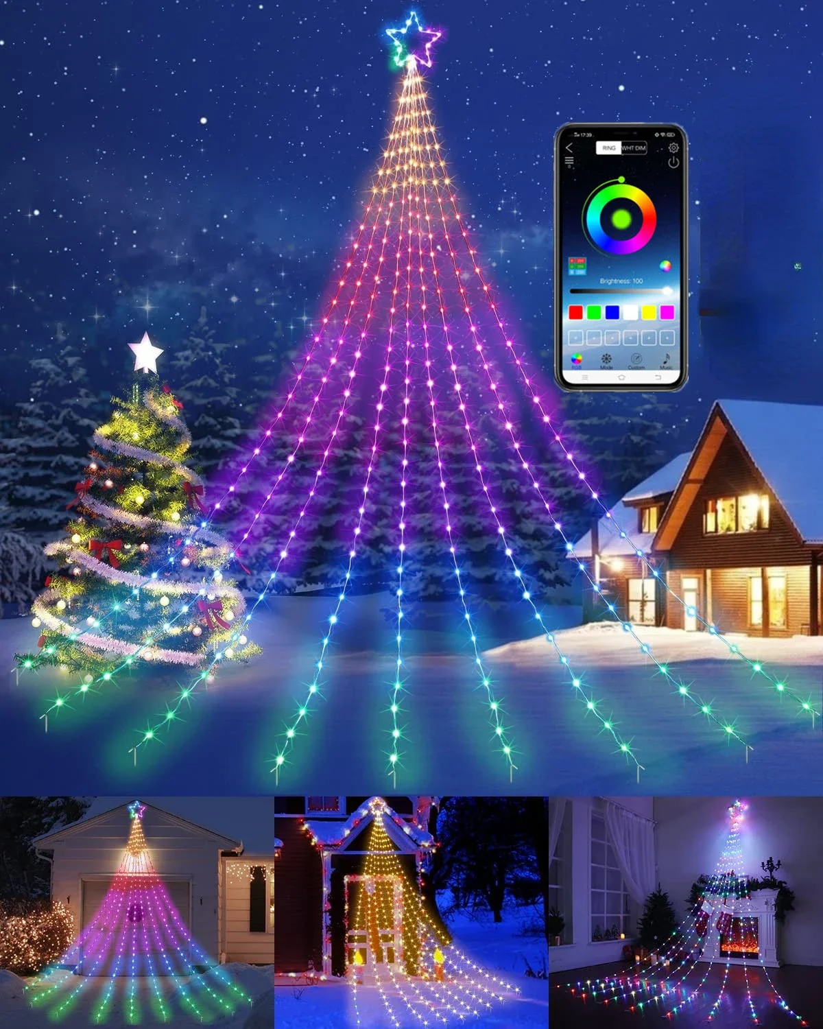 

RGBIC Smart Garland Christmas Tree Lights APP Remote Control USB LED String Lights For Bedroom Xmas Navidad Wedding Party Decor