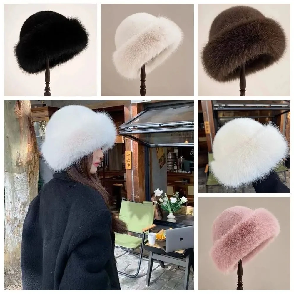 

Роскошная женская теплая рыбацкая шапка из искусственного меха, мягкая зимняя плюшевая панама с пушистым повседневным пухом для использования на открытом воздухе