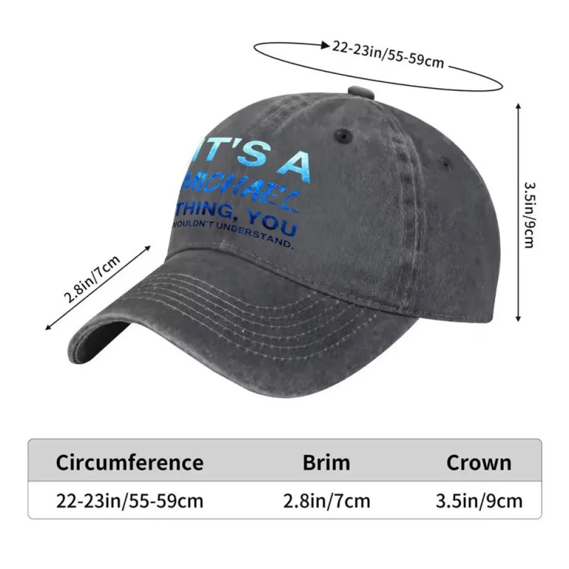 MICHAEL Lettering Adjustable Snapback Baseball Cap for Men and Women, Lightweight Unisex Hat