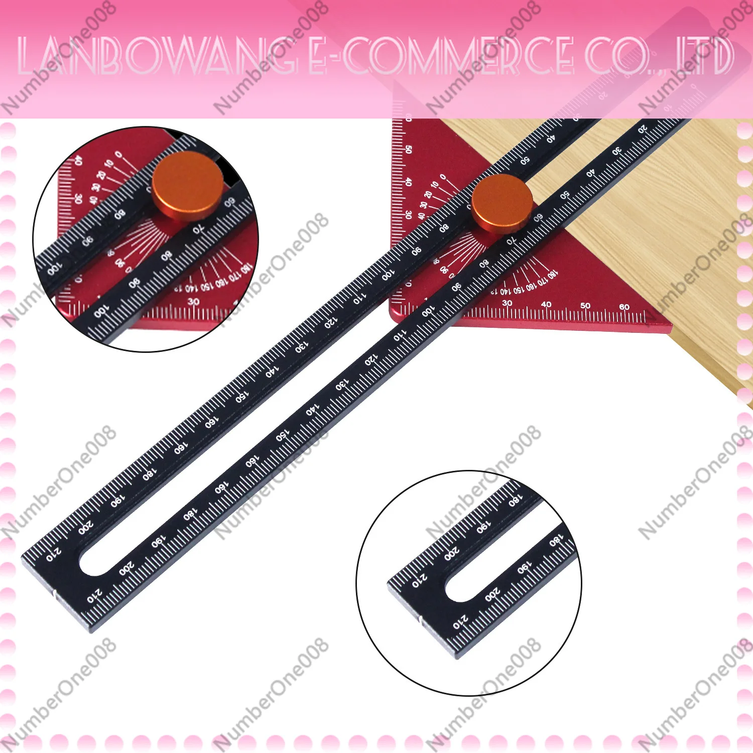 Angle Marking Gauge Woodworking Aluminum Alloy Adjustable 180° Angle Ruler Triangular Scale Measuring Tool for Carpenter DIY