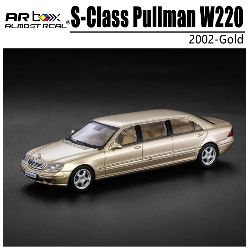 AR BOX 1/64 S-Class Pullman W220 2002-Gold Alloy Car Static Die Cast Vehicles Collection Model Car Toy
