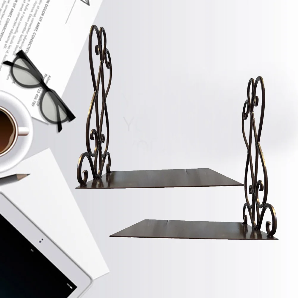 Metal Retro Bookends Frame Bronze Anti-Rust Creative Bookends Stationery for Home Library Study Book Organiser