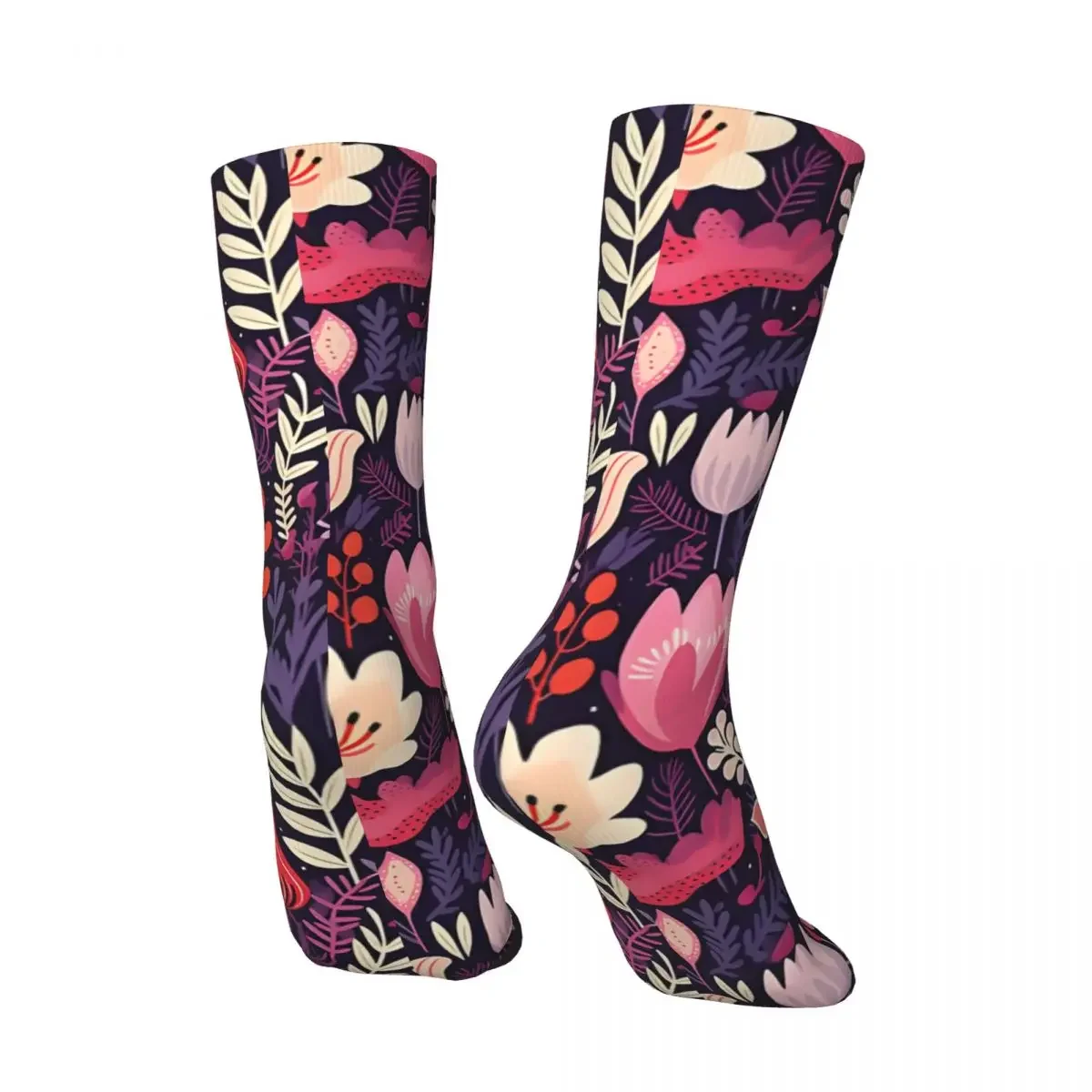 Colorful Flowers, Orchids, Daisy, Tulip And More  Men's Socks Unisex Colorful Flowers Street Style Seamless Novelty Crew Sock