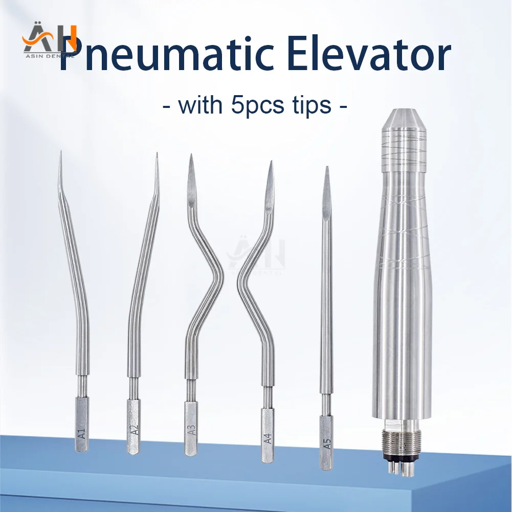 

Dental Tooth Extraction Elevator Turbine Pneumatic Elevator Set Tools With 5 Tips For Clinic 4 Hole Dentist Elevators