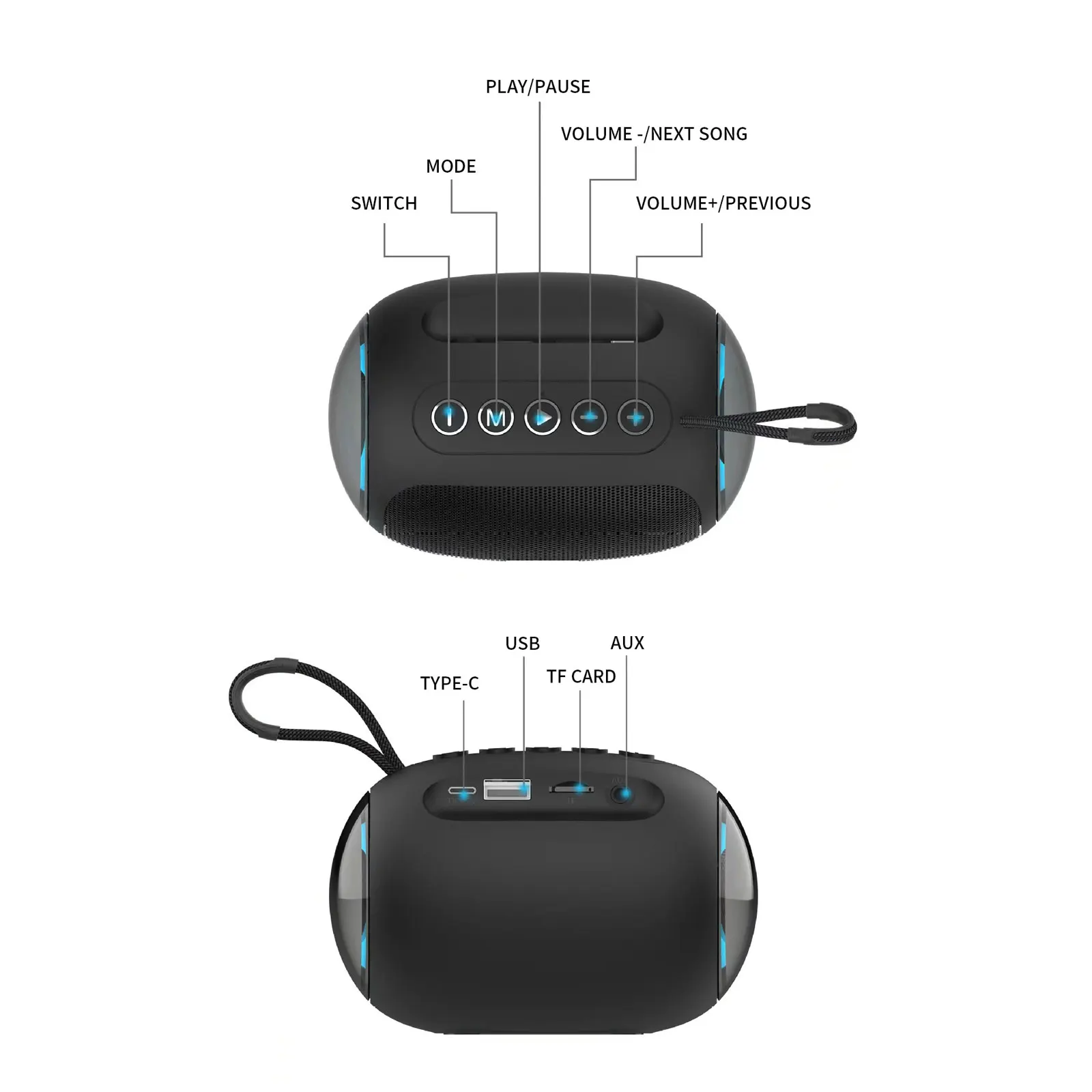 XTUGA RGB سماعة لاسلكية تعمل بالبلوتوث المتكلم للرياضة في الهواء الطلق المحمولة مشغل صوت الموسيقى USB بلوتوث التحدث راديو الحفلات