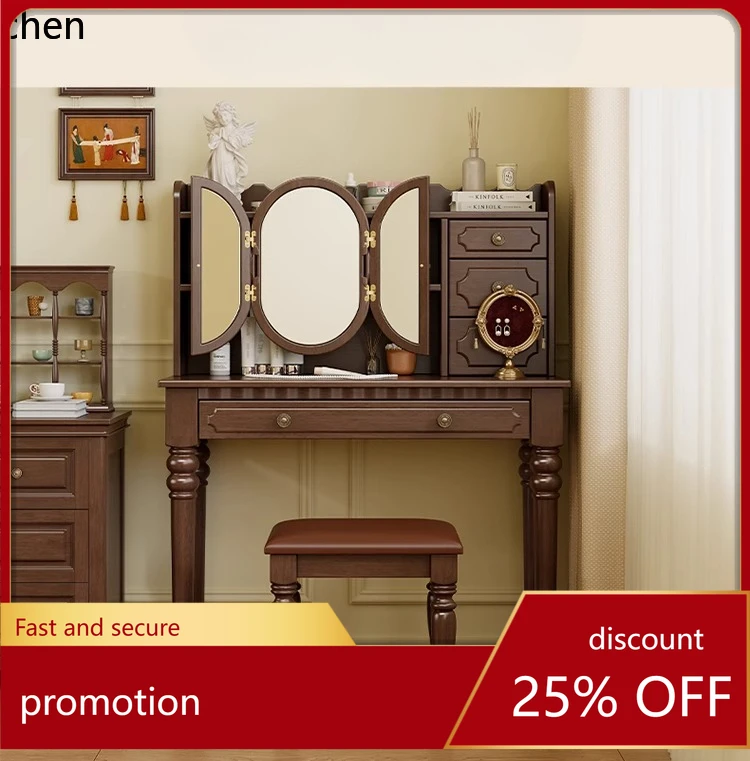 ZML solid wood dresser bedroom small apartment new master bedroom antique makeup table makeup cabinet