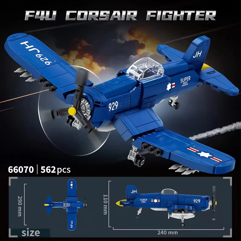 Quente ww2 militar lutador avião blocos de construção eua f4u corsair modelo P-51 tijolos arma ar serise brinquedo para meninos presente aniversário