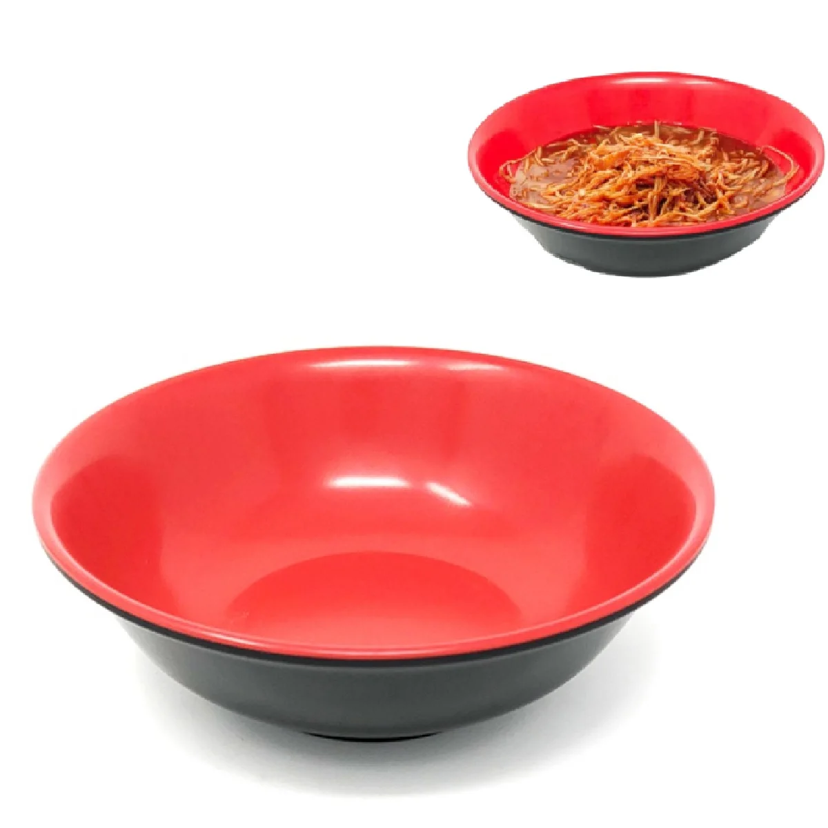 750ml Melamine Eastern Bowl Red Black Pot