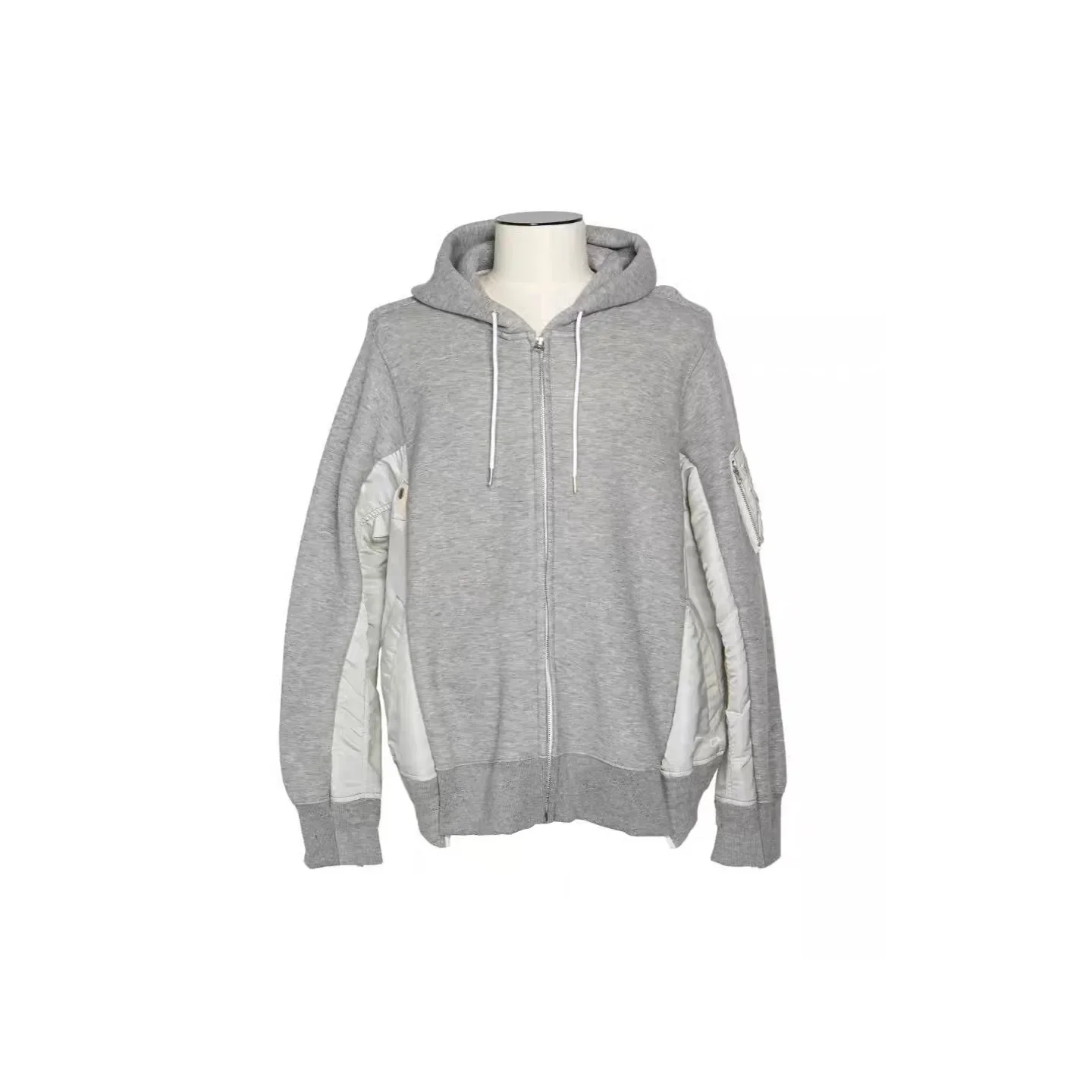 Splicing Contrast Color Design Loose Hooded Cardigan