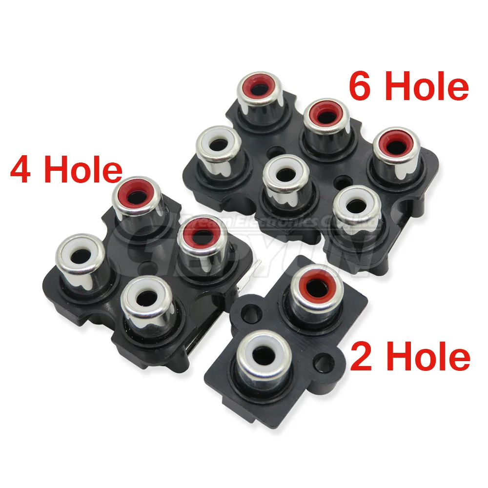 2/4/6 hole RCA socket Female Stereo audio Jack AV Audio input socket Connector Lotus row Amplifier Interface Signal connection