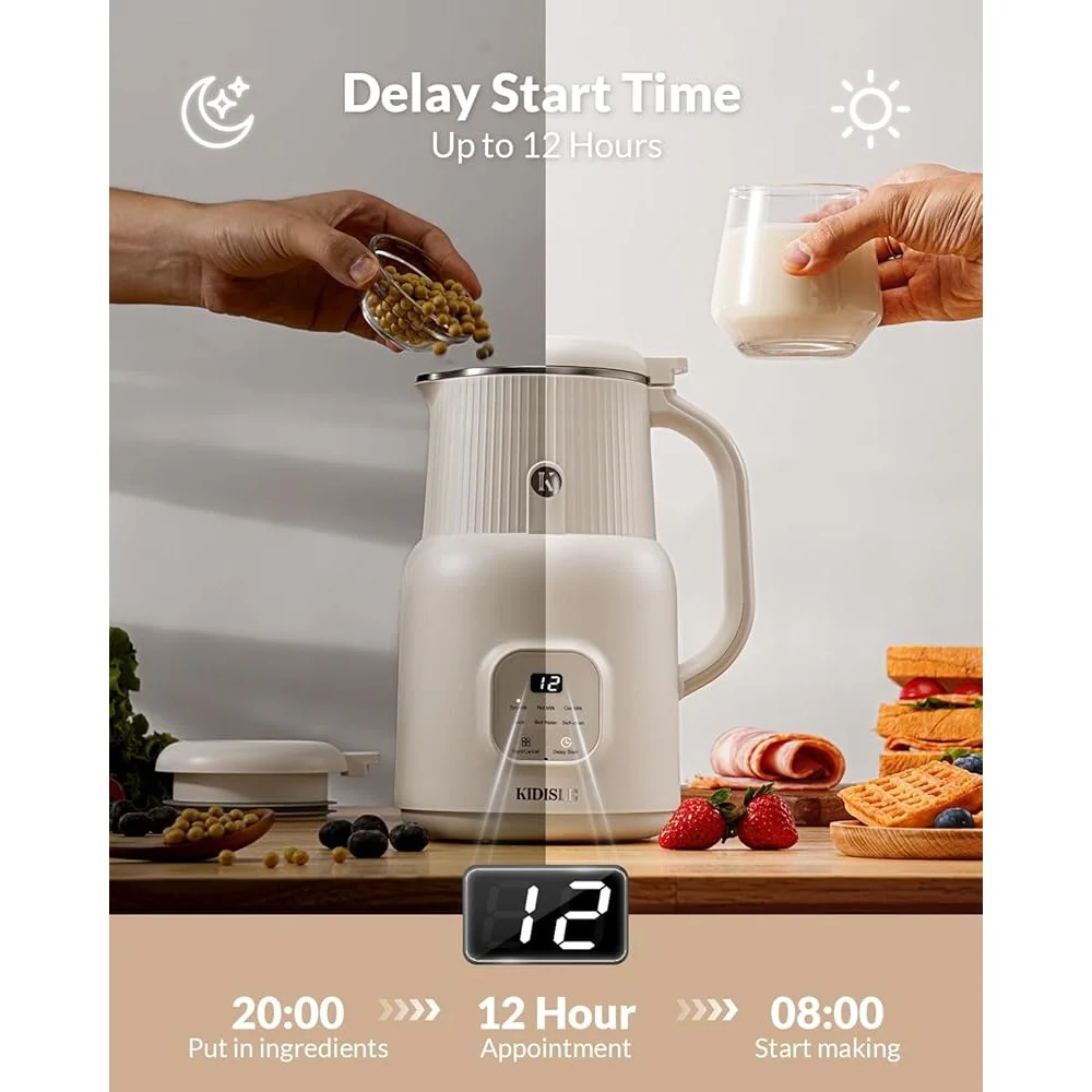6 in 1 Nut Milk Maker Automatic Blender Soy Almond Oat Coconut Juice Self Cleaning Kitchen Appliance Healthy Beverage - Image 3