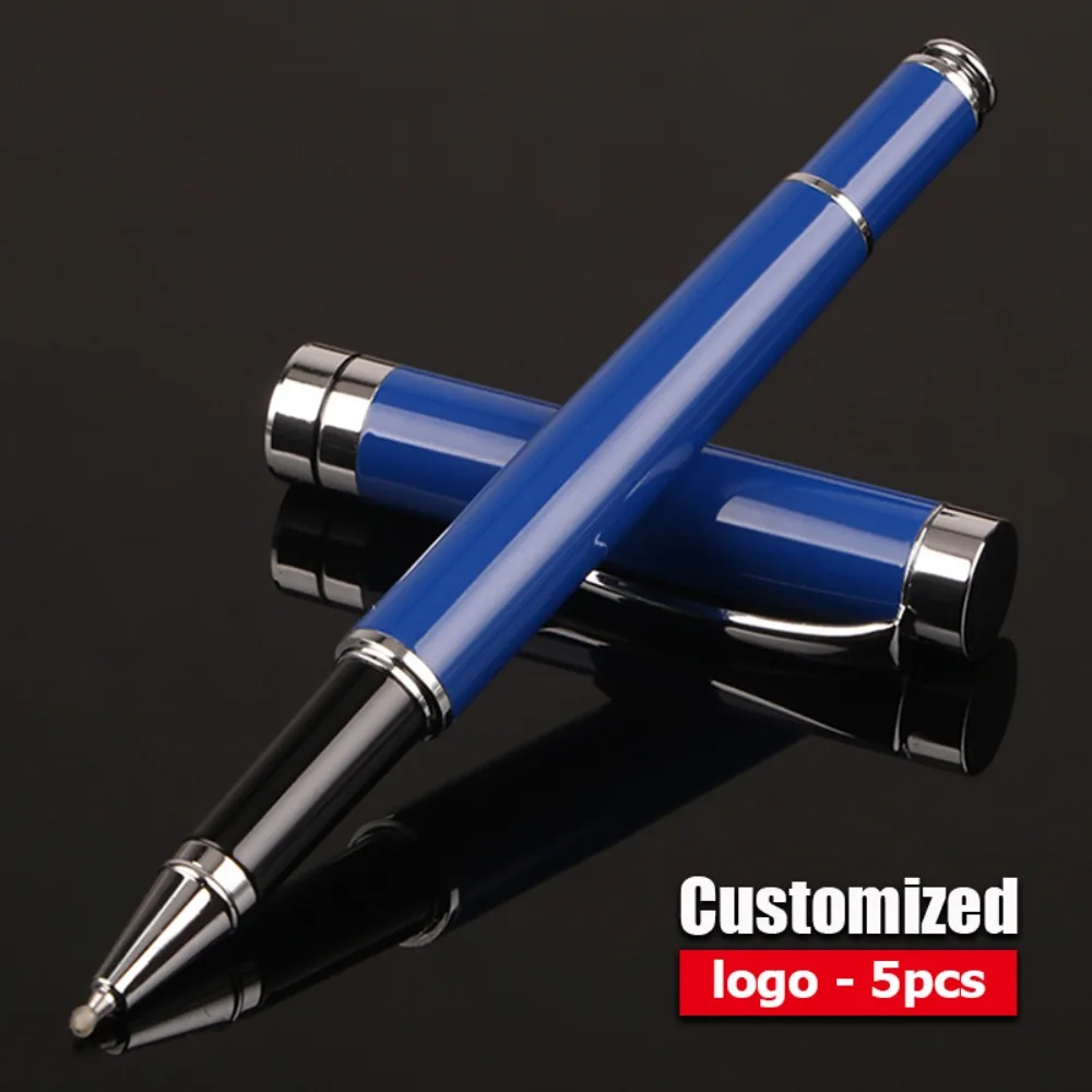 

5-50pcs High-quality Blue Metal Ballpoint Pens Wholesale Free Customization Logo Signature Pen Business Office Gift Ball Pens