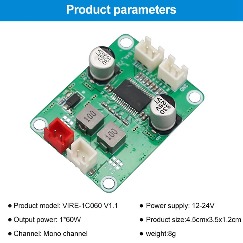 New 60W Mono Digital Audio Power Amplifier Board TPA3118 DC 12V-24V 4-8Ohm Class D Home Audio Amplifier Module