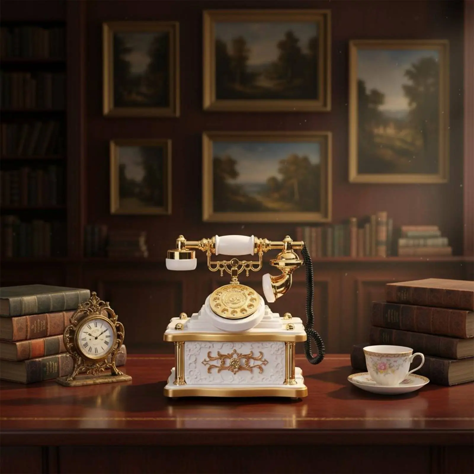Retro Telephone Melody Box Wind-up Vintage Telephone Melody Box Antique Design Desk Phone Decor Decorative House Decoration